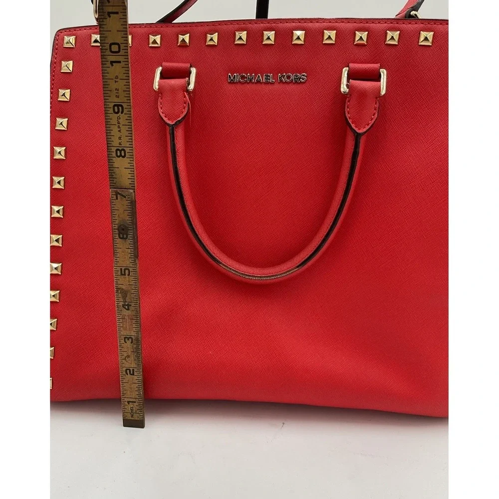 Michael Kors Studded Red Large Selma Studded Saffiano Tote